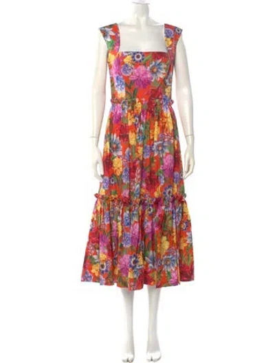Pre-owned Cara Cara Floral Print Long Dress W/ Tags In Multi