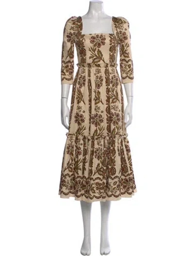Pre-owned Cara Cara Floral Print Long Dress W/ Tags In Multi