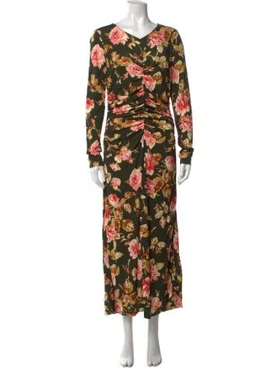 Pre-owned Cara Cara Floral Print Long Dress W/ Tags In Multicolor