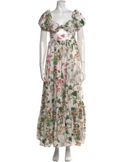 Pre-owned Cara Cara Floral Print Long Dress W/ Tags In Neutrals