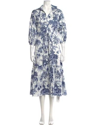 Pre-owned Cara Cara Floral Print Long Dress W/ Tags In White