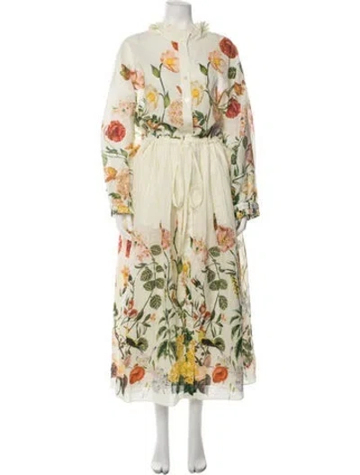Pre-owned Cara Cara Floral Print Long Dress In Yellow