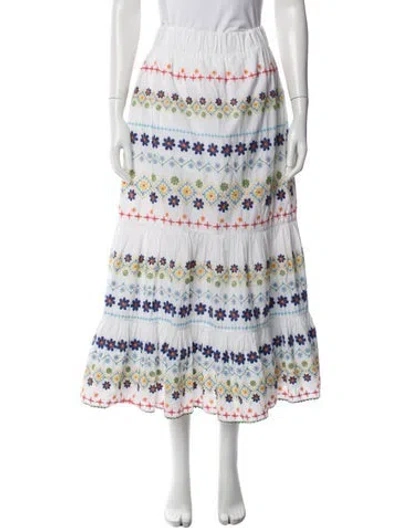 Pre-owned Cara Cara Floral Print Long Skirt In Blue