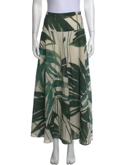 Pre-owned Cara Cara Floral Print Long Skirt In Green