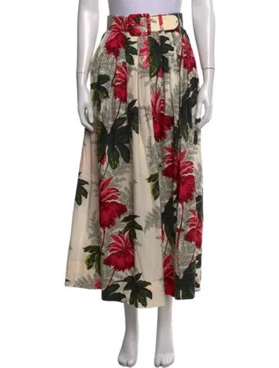 Pre-owned Cara Cara Floral Print Long Skirt In Multicolor