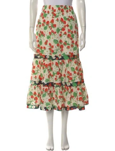 Pre-owned Cara Cara Floral Print Long Skirt In Neutral