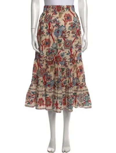 Pre-owned Cara Cara Floral Print Long Skirt In Neutral