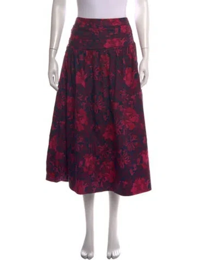Pre-owned Cara Cara Floral Print Long Skirt In Pink