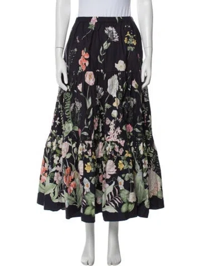 Pre-owned Cara Cara Floral Print Long Skirt In Purple