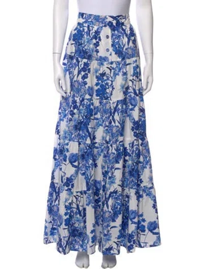 Pre-owned Cara Cara Floral Print Long Skirt W/ Tags In Blue