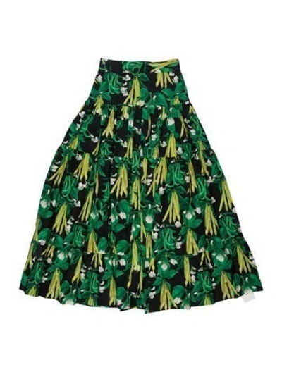 Pre-owned Cara Cara Floral Print Long Skirt W/ Tags In Green