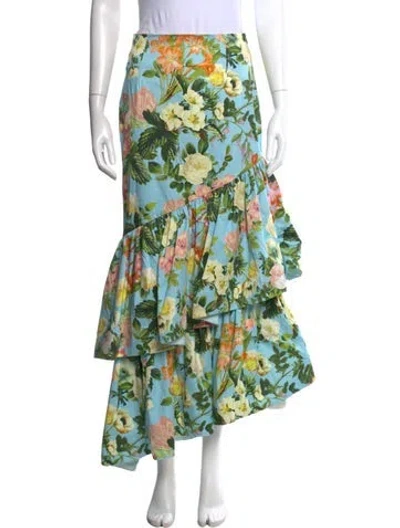 Pre-owned Cara Cara Floral Print Long Skirt W/ Tags In Green