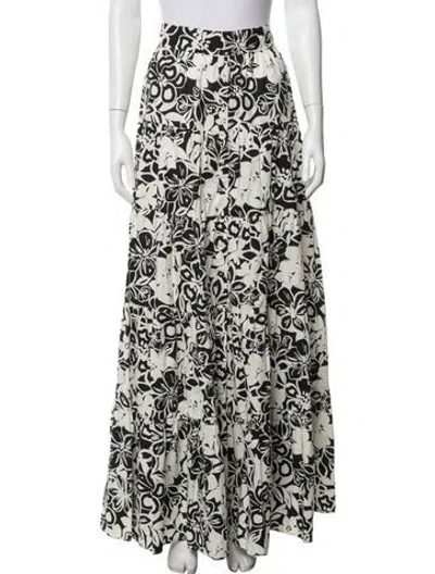 Pre-owned Cara Cara Floral Print Long Skirt In White