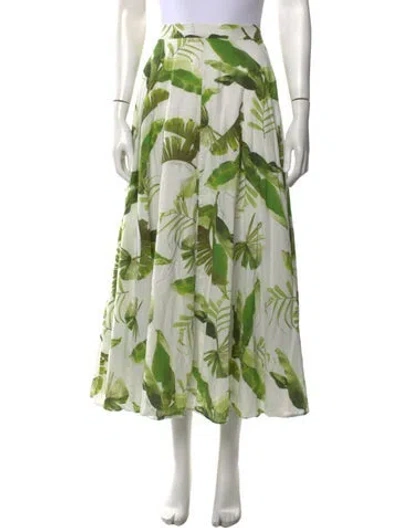 Pre-owned Cara Cara Floral Print Long Skirt In White