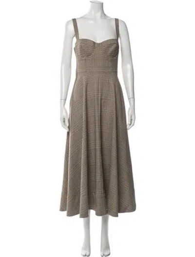 Pre-owned Cara Cara Floral Print Midi Length Dress In Brown