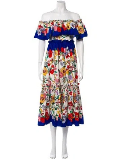Pre-owned Cara Cara Floral Print Midi Length Dress In Multi