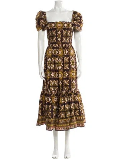 Pre-owned Cara Cara Floral Print Midi Length Dress In Multi