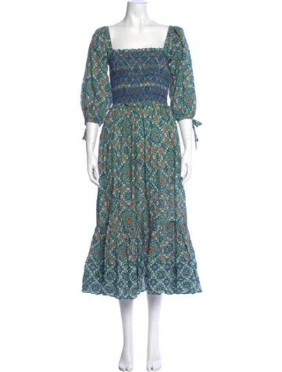 Pre-owned Cara Cara Floral Print Midi Length Dress In Multi