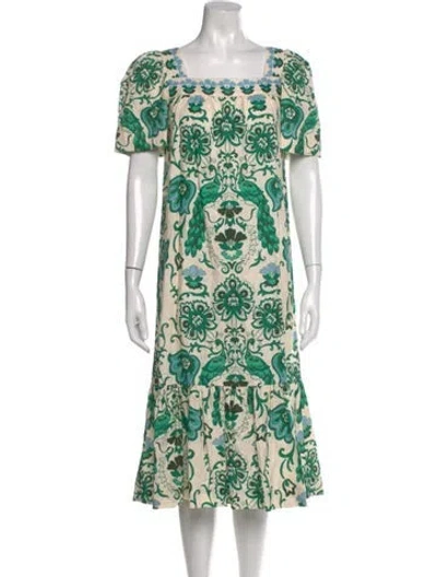Pre-owned Cara Cara Floral Print Midi Length Dress In Multi