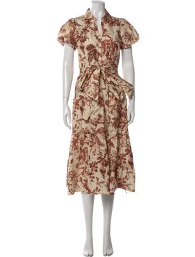 Pre-owned Cara Cara Floral Print Midi Length Dress In Multi