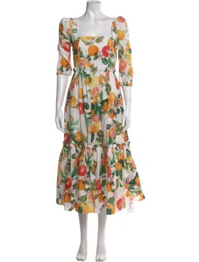 Pre-owned Cara Cara Floral Print Midi Length Dress In Multi