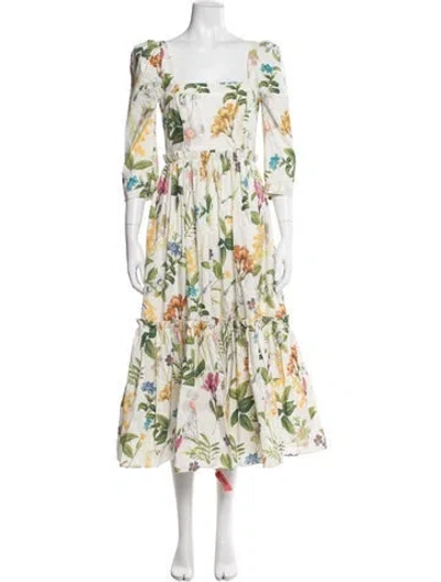 Pre-owned Cara Cara Floral Print Midi Length Dress In Multi