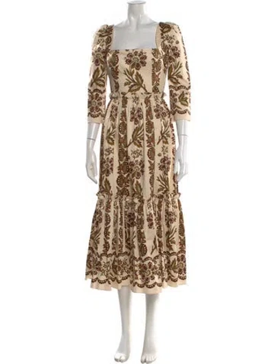 Pre-owned Cara Cara Floral Print Midi Length Dress In Multi