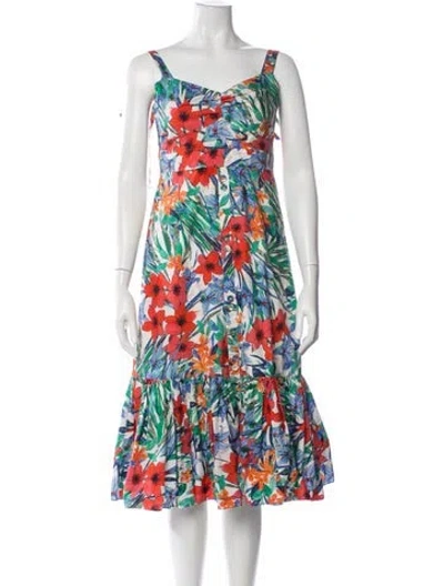 Pre-owned Cara Cara Floral Print Midi Length Dress In Multi