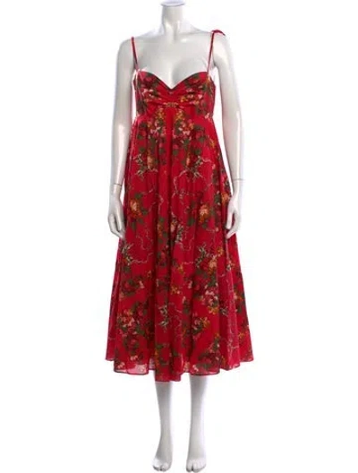 Pre-owned Cara Cara Floral Print Midi Length Dress In Multi