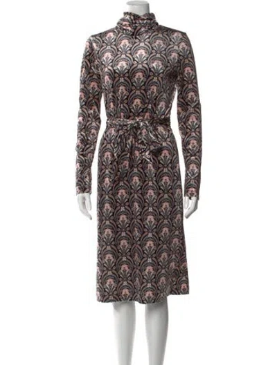 Pre-owned Cara Cara Floral Print Midi Length Dress In Neutral