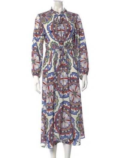 Pre-owned Cara Cara Floral Print Midi Length Dress In Neutral
