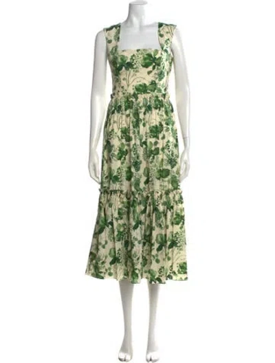 Pre-owned Cara Cara Floral Print Midi Length Dress In Neutrals