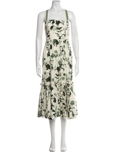Pre-owned Cara Cara Floral Print Midi Length Dress In Neutrals