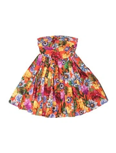 Pre-owned Cara Cara Floral Print Midi Length Dress In Orange