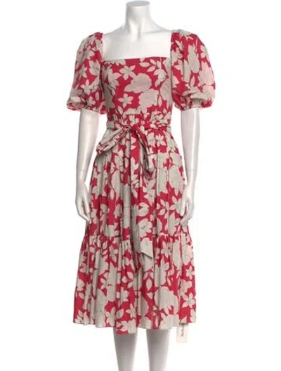 Pre-owned Cara Cara Floral Print Midi Length Dress In Pink