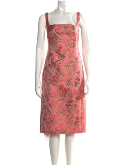 Pre-owned Cara Cara Floral Print Midi Length Dress In Pink