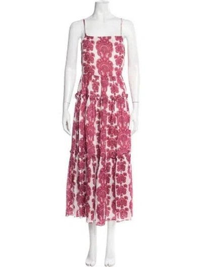 Pre-owned Cara Cara Floral Print Midi Length Dress In Pink