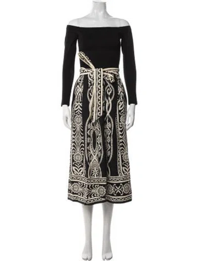Pre-owned Cara Cara Floral Print Midi Length Dress W/ Tags In Black/neutrals