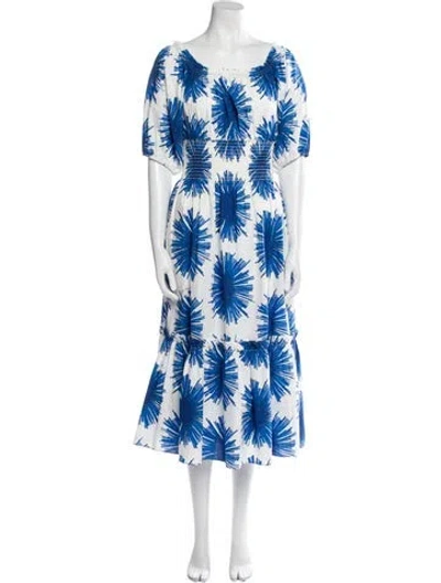 Pre-owned Cara Cara Floral Print Midi Length Dress W/ Tags In Blue