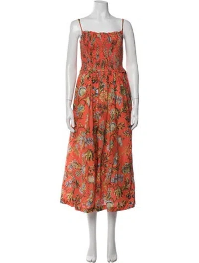 Pre-owned Cara Cara Floral Print Midi Length Dress W/ Tags In Pink