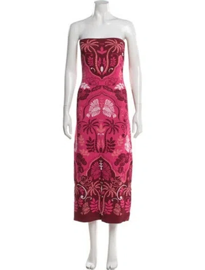Pre-owned Cara Cara Floral Print Midi Length Dress W/ Tags In Pink