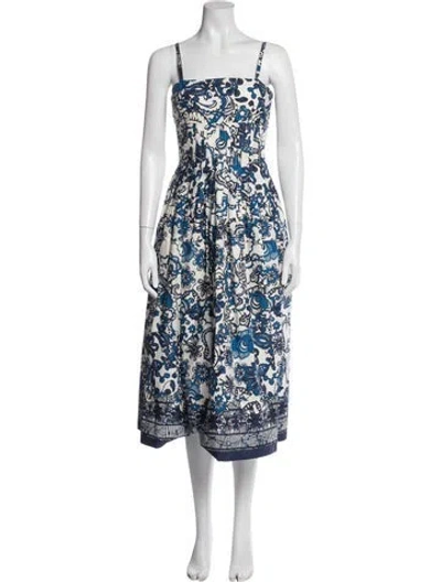 Pre-owned Cara Cara Floral Print Midi Length Dress In White