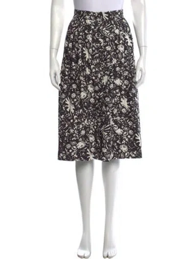Pre-owned Cara Cara Floral Print Midi Length Skirt In Black