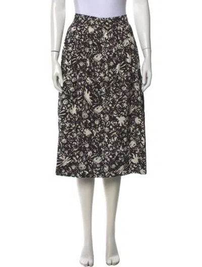 Pre-owned Cara Cara Floral Print Midi Length Skirt In Black