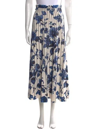 Pre-owned Cara Cara Floral Print Midi Length Skirt In Blue