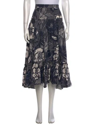 Pre-owned Cara Cara Floral Print Midi Length Skirt In Multi