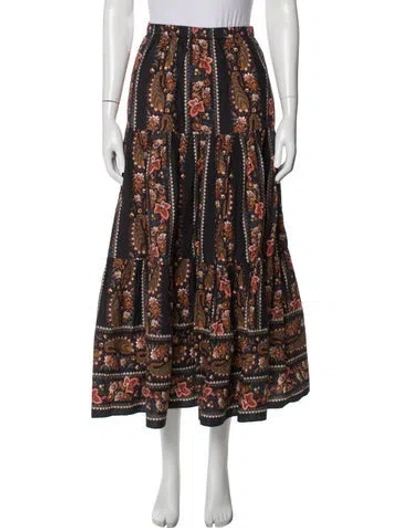 Pre-owned Cara Cara Floral Print Midi Length Skirt In Multi