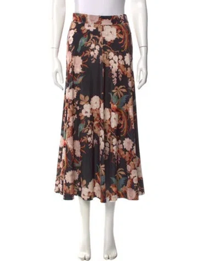 Pre-owned Cara Cara Floral Print Midi Length Skirt In Multi