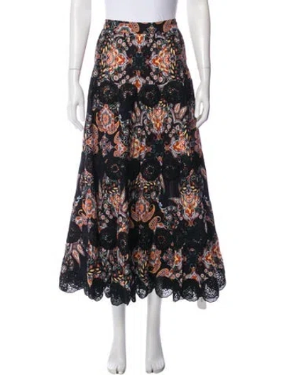 Pre-owned Cara Cara Floral Print Midi Length Skirt In Multi