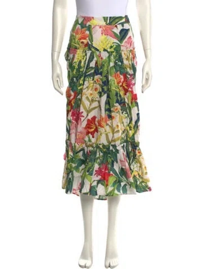 Pre-owned Cara Cara Floral Print Midi Length Skirt In Neutral